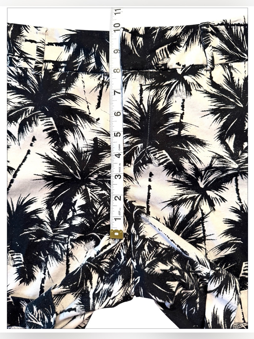 INC Palm Tree Print Shorts Black White Mid Rise Cotton Stretch Casual Size 14 - Picture 10 of 13